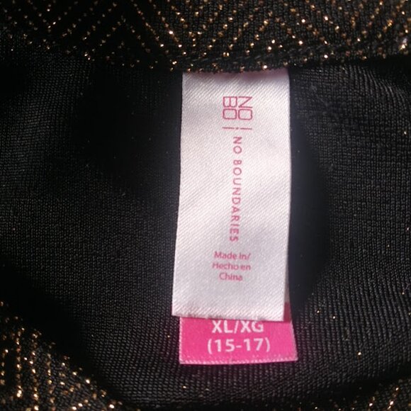 No Boundaries women's size XL black and gold cold shoulder metallic blouse - Picture 13 of 16